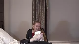 Dominatrix Makes Sissy Maid Suck Strap On