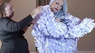 Dominatrix Dresses Up Sissy in Dress