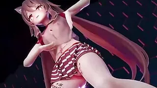 Hu Tao - Sexy Schoolgirl Uniform Dancing (3D Hentai)