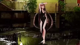 Bingtang - Sexy Black Dress Dancing With Rain