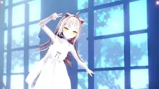 Cute Cat Girl Dancing In White Dress (3D Hentai)