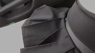 Pleated Mini Skirt and Topless in Car