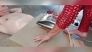 Iron on his eggs and cock