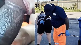 The street cleaner let me clean his cock with my mouth And he deep cleaned my pussy - Jamdown26 - cum in mouth, cum swallow, pov