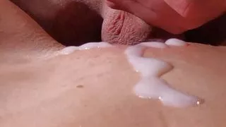 I just shaved my pussy and he can't resist he has to fuck me right away and cum on my pussy....