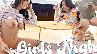 Asian Step Daughter And Her Friend Scarlett Alexis & Queenie Sateen Share One Cock - FreeUse Fantasy