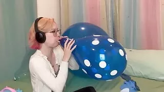 10 Nail POPS! Blowing up and Deflating Blue Balloons!