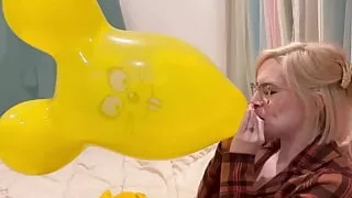 Blowing up 2 Yellow Mice Balloons until they Pop!