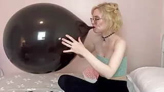 Blowing up Three 18 inch Black Balloons then Popping them!