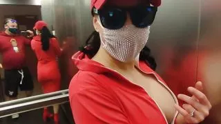 Quick and risky sex in a public elevator with my young beautiful neighbor with perfect body Dada Deville