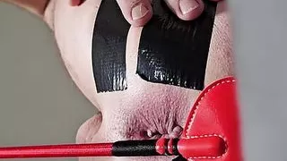 Caning and slapping asshole