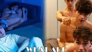 NastyTwinks - What Are You Doing? - Jayden Catches Zayne and Benvi Fucking Around Watching a Movie - Raw Fucking, Train, CAUGHT