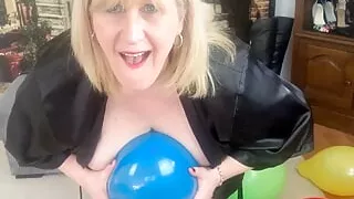 Balloon Fetish. Big Tit Mature Balloon blowing and Popping