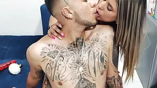 I arrive from a trip and my cousin is masturbating in my room and she seduces me so that we can have hard sex in my room