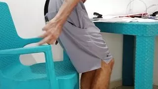 I Suck My Stepdad's Dick Under The Table While He Works, He Cums On My Face