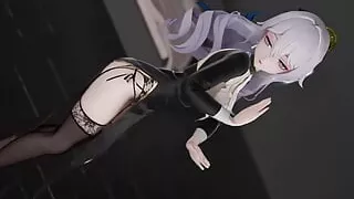 Sexy Dance In Black Silk Nun Suit