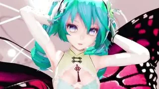 Miku Hentai Dance Undress Creampie MMD 3D Butterfly Shake It MMD 3D Emerald Hair Color Edit Smixix
