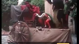 Excellent blonde princess blows king's cock on the wall in the castle