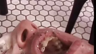 Whores with massive tits and cleavage wearing latex bind and gag a guy in hot fetish sex scene