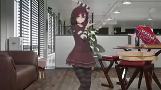 Gothic girl hentai undress dance nude small tits with only socks soft red hair and clothes color edit smixix