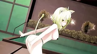Nekomata Okayu hentai dance do it - Akazukin09 - Blonde hair color edit Smixix