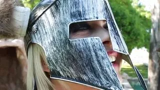 Viking Nadia plays wtih her pussy in the forest