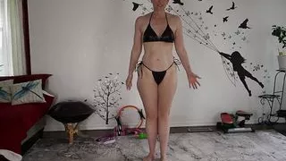 Aurora Willows Working out in black bikini gift from a fan