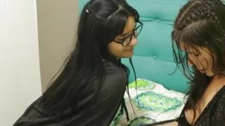 I go to a costume party but my stepmom warms up my pussy and convinces me to stay and fuck her.