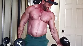 Madison Pumps Biceps and Jerks Out a Load on the Weight Bench