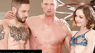 ADULT TIME - Bisexual Horndogs Ravage Each Other's Asses After Pounding Aliya Brynn's Pussy!