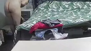 Step mom left the bathroom naked and comes into step son room