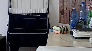 bearded male solo jerking off after work