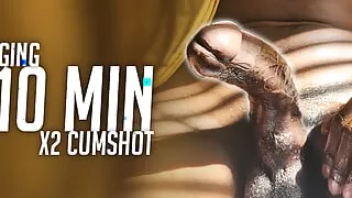 Edging My Big Black Dick Cumshot Twice