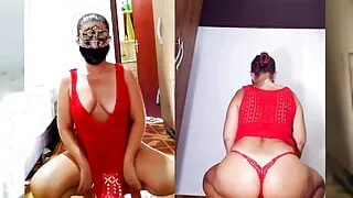 Classic striptease, dress and red panties