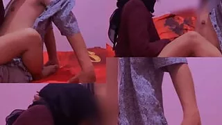 Black Hijab Malay Doing Roleplay With Her Employer After Coming Home From Work