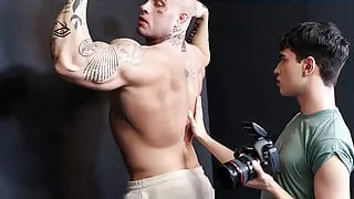 Hunk Tattooed Model Davin Strong Drills Photographer's Ass And Makes Him Cum On His Dick - SayUncle