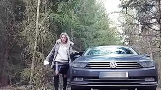 MILF Quick Fuck Outside Near Public Highway Cum Inside and Piss It