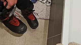Cum inside wet Haix fire hero boots