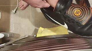 Welcomming new used Nike soccer cleats by fucking and cumming inside them