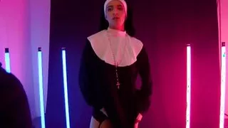 Girl Dressed as a Nunn Has Sex in Studio
