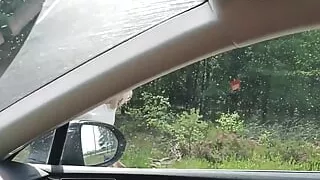 Old Sexy Hitchhiker Whore From Street Fucked in Forest with and Then Without a Condom