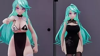 Ziyan x2 - Hot Dancing In Sexy Dress and Gradual Undressing