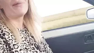 Cute Blonde Sucking and Licking My Dick Head Until I Cream Her Mouth While Driving