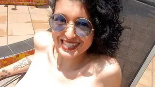 afternoon on the terrace Unfaithful wife fucks the pool boy