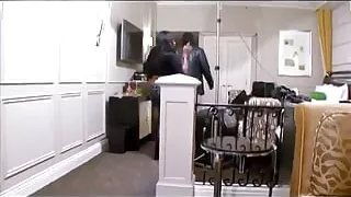 Ebony girl with bouncy boobs gets pounded in all positions on the sofa