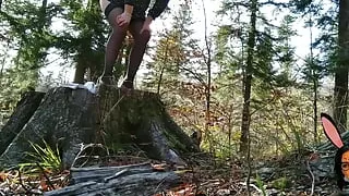 Beautiful milf mom takes outside with leashed butplug in her ass to take piss like a dog HUMILIATION