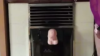 Crossdresser with big fake breasts anal training