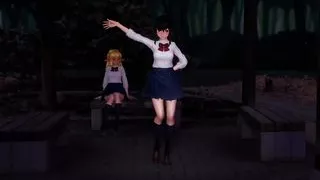 Public Night Dance For Cute Elf Girl