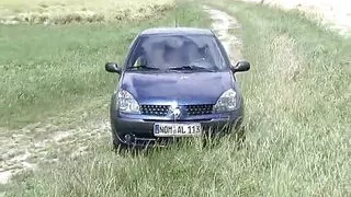 Dark skinned beauty spontaneously nibbled in cornfield