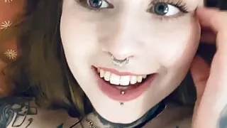 TATTOO GIRL FUCKS herself to smiling Orgasm